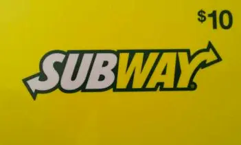 Subway $10 gift card